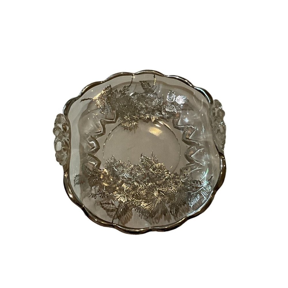 Silver City Glass Napkin Candy Bon Bon Trinket Serving Etched Dish